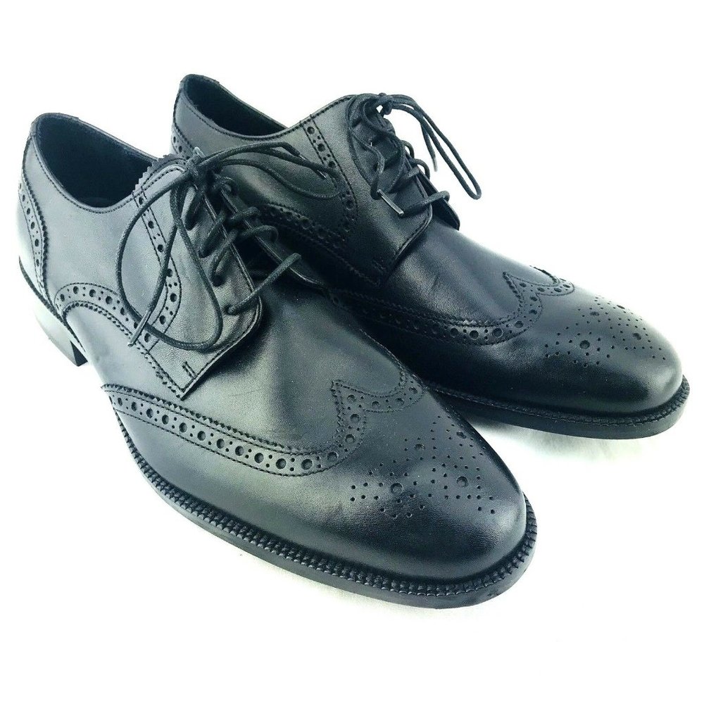 Cole Haan Wingtip Dress Shoes Mens 8.5 Black Lace